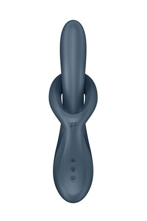 Серый вибратор-ротатор с функцией нагрева Heat Flex 4 - 23 см.